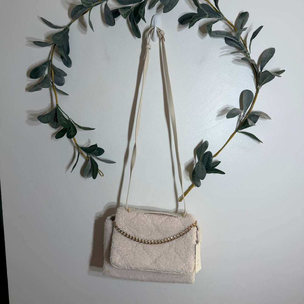 NWT Off White Faux-Shearling Crossbody Bag